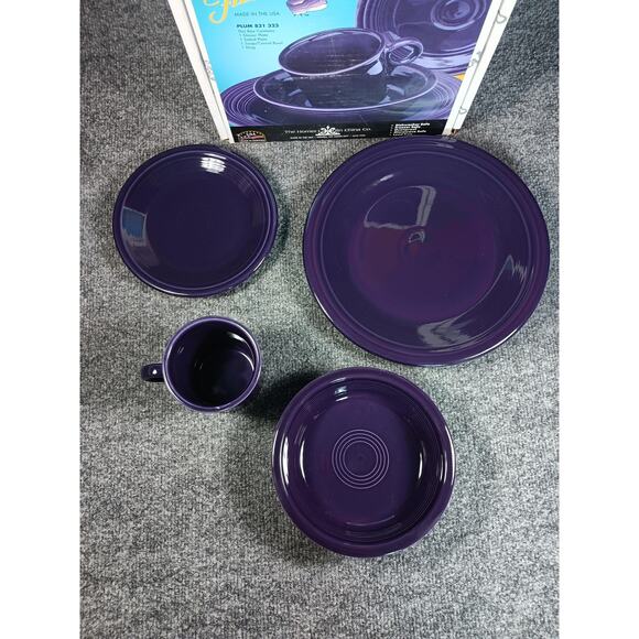 Fiesta Dinnerware 4 Piece Place Setting Plate Bowl Mug Set PLUM Made in USA - Picture 2 of 7
